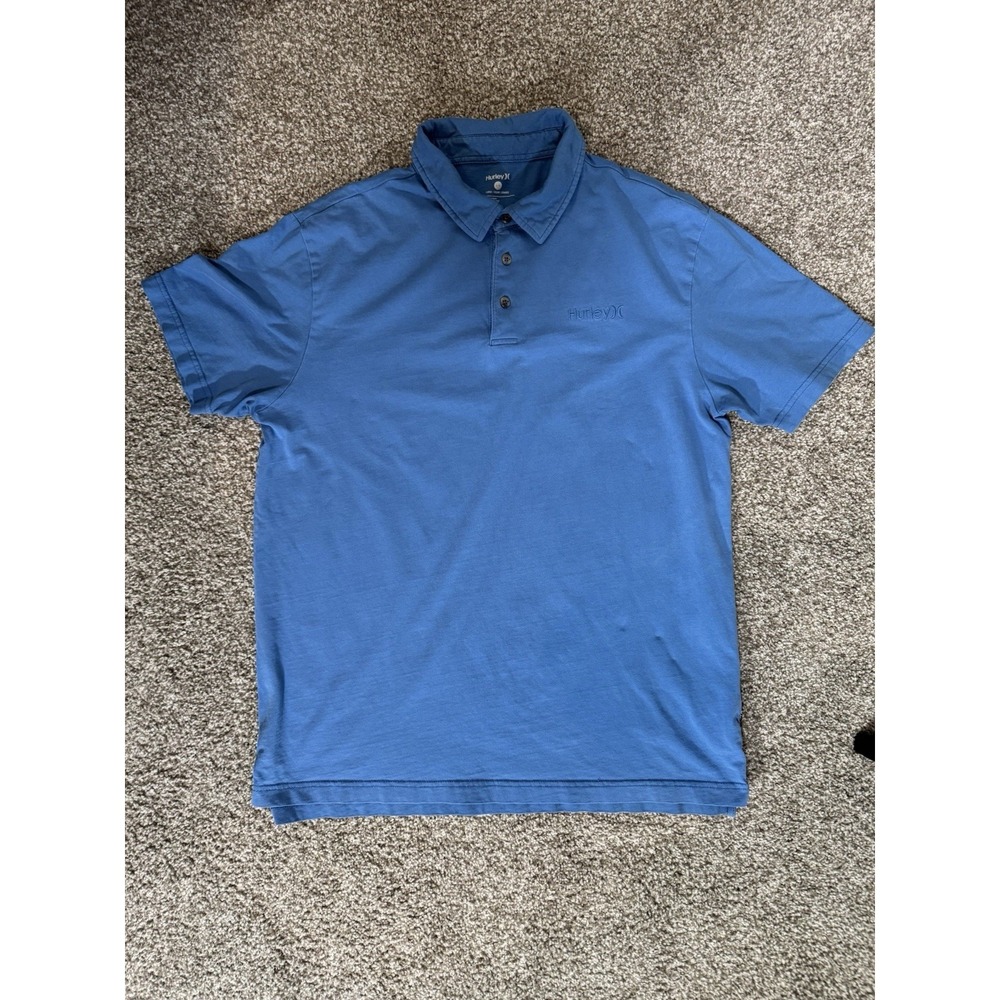 Hurley Men's Short Sleeve Polo Blue Shirt Size L